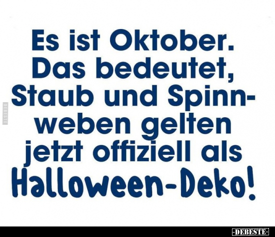 Es ist Oktober. Das bedeutet, Staub und Spinnweben gelten.. - Lustige Bilder | DEBESTE.de
