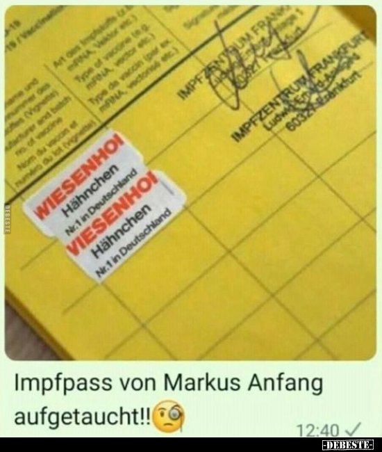 Impfpass von Markus Anfang aufgetaucht!!.. - Lustige Bilder | DEBESTE.de