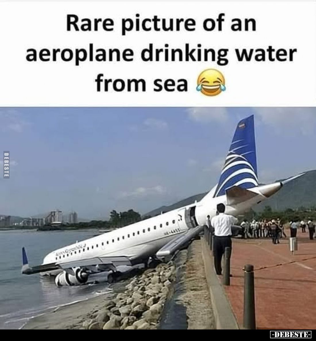 Rare picture of an aeroplane drinking water from sea.