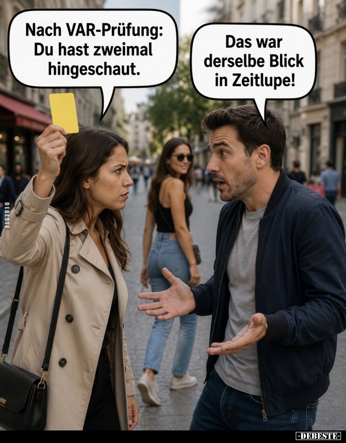Nach VAR-Prüfung: Du hast zweimal hingeschaut.
Das war derselbe Blick in Zeitlupe!
