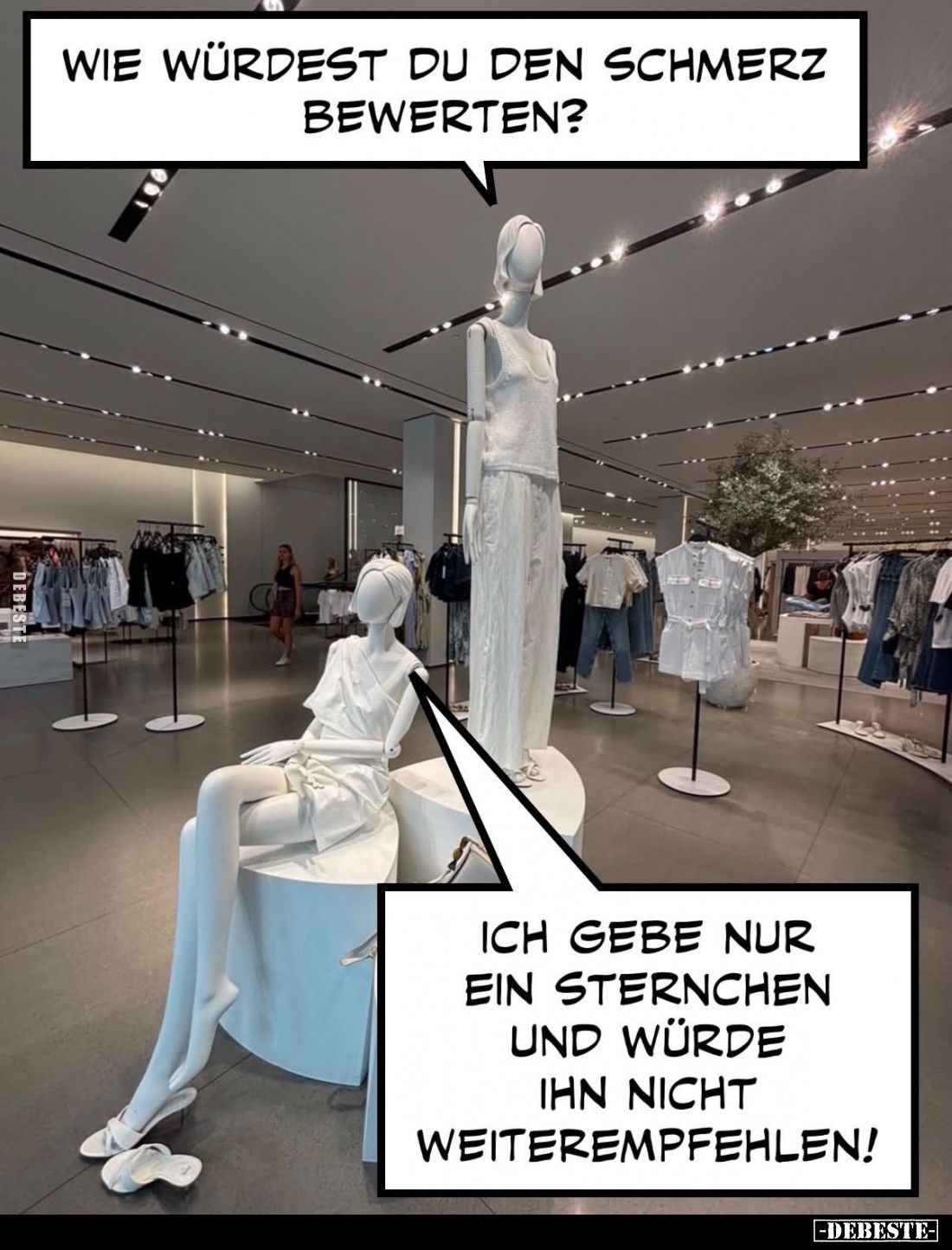 Wie würdest du den Schmerz bewerten?
-
Ich gebe nur ein Sternchen und würde ihn nicht weiterempfehlen!