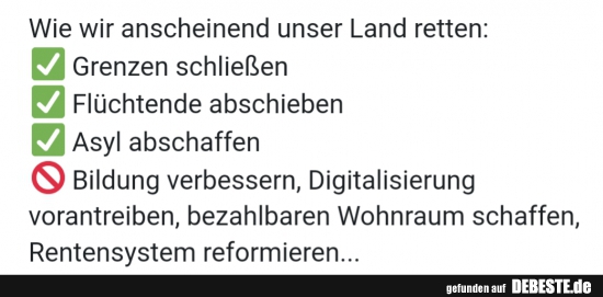 Wie wir anscheinend unser Land retten...