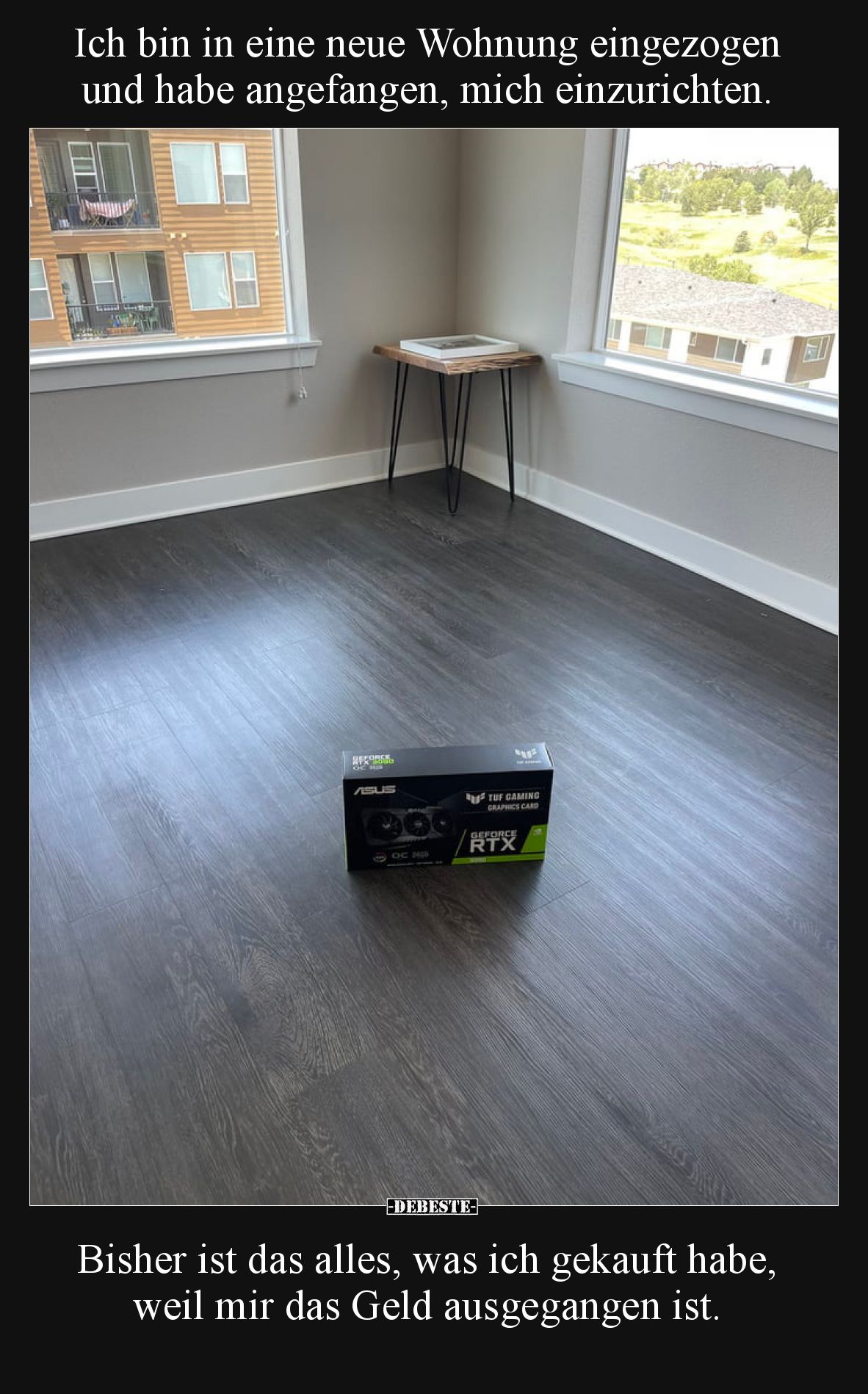Ich bin in eine neue Wohnung eingezogen und habe angefangen, mich einzurichten.  Bisher ist das alles, was ich gekauft habe, ...