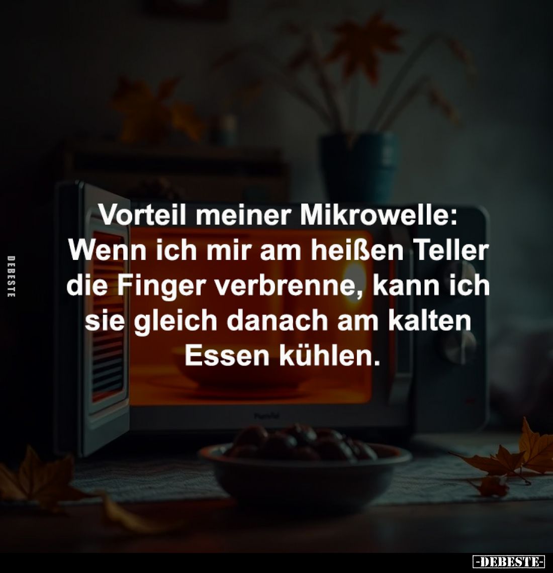 Vorteil meiner Mikrowelle: 
Wenn ich mir am heißen Teller 
die Finger verbrenne, kann ich 
sie gleich danach am kalten 
E...