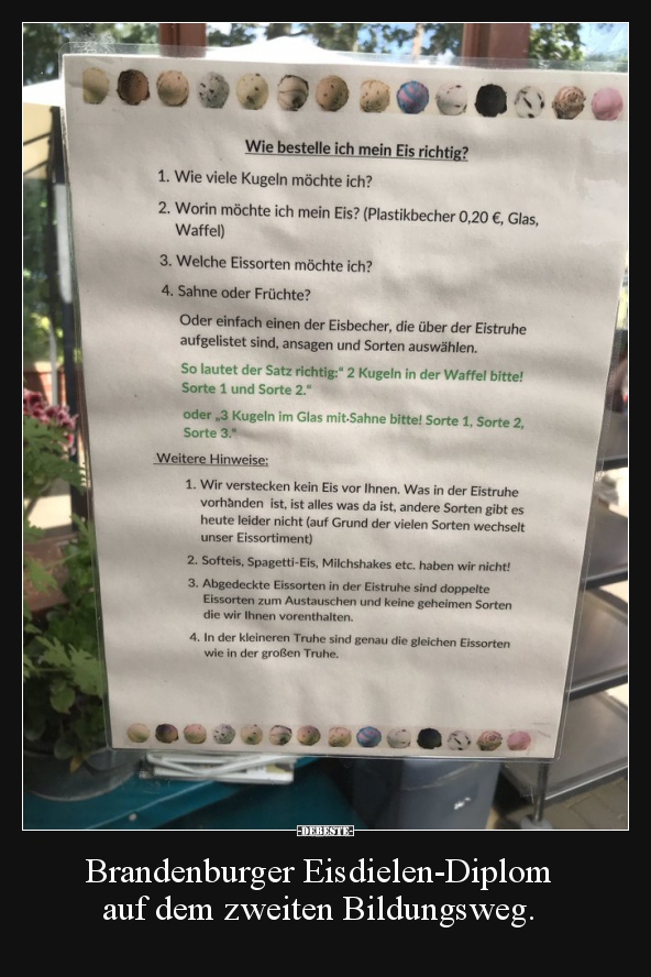 Brandenburger Eisdielen-Diplom auf dem zweiten..