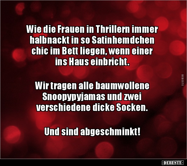 Wie die Frauen in Thrillern immer halbnackt in so.. - Lustige Bilder | DEBESTE.de