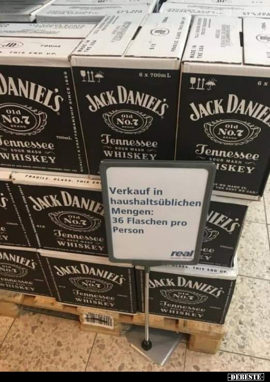 Verkauf in haushaltsüblichen Mengen: 36 Flaschen pro Person...