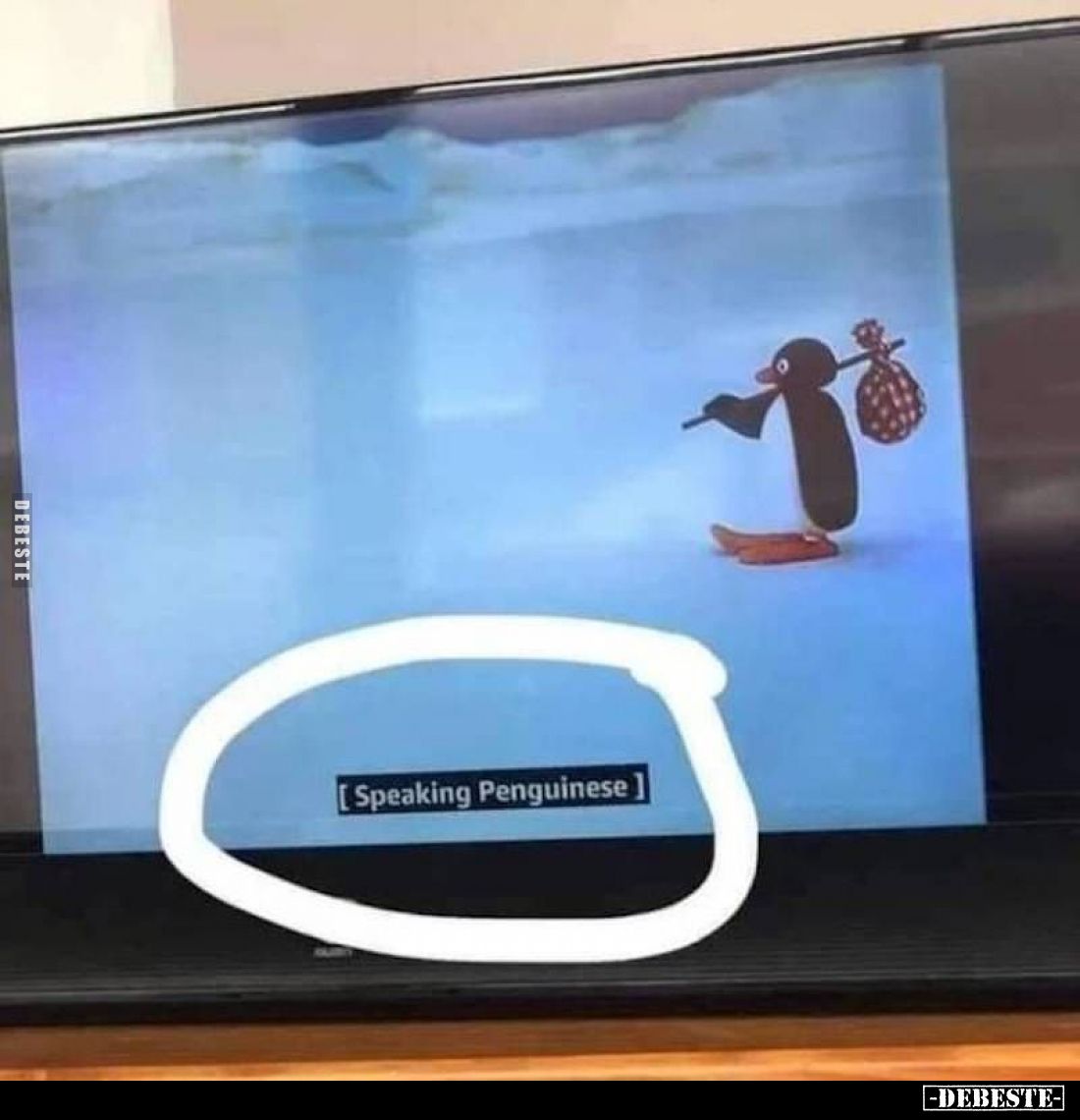 [Speaking Penguinese]