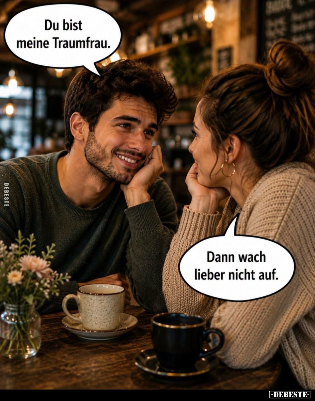 Du bist meine Traumfrau.
-
Dann wach lieber nicht auf.