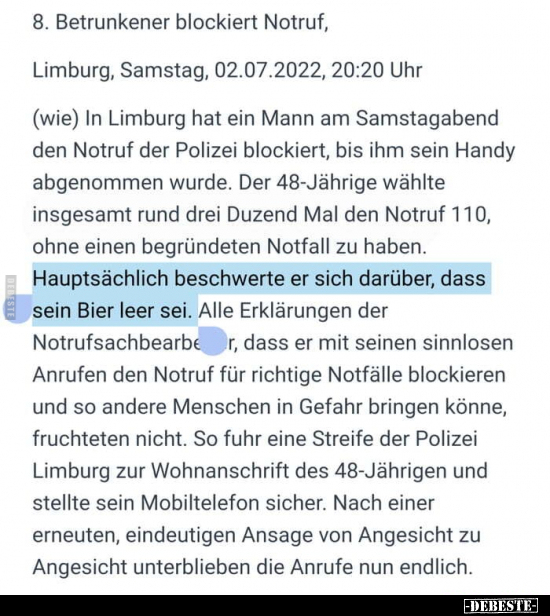 Betrunkener blockiert Notruf.. - Lustige Bilder | DEBESTE.de