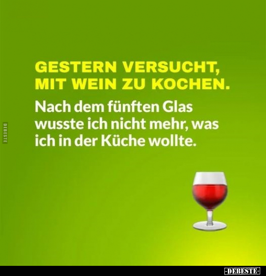 Gestern versucht mit Wein zu kochen. Nach dem fünften.. - Lustige Bilder | DEBESTE.de