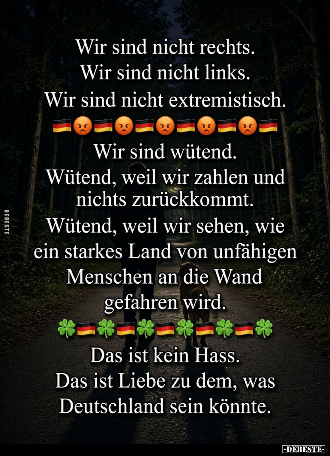Wir sind nicht rechts.

Wir sind nicht links.

Wir sind nicht extremistisch.



Wir sind wütend.

Wütend, weil wir ...