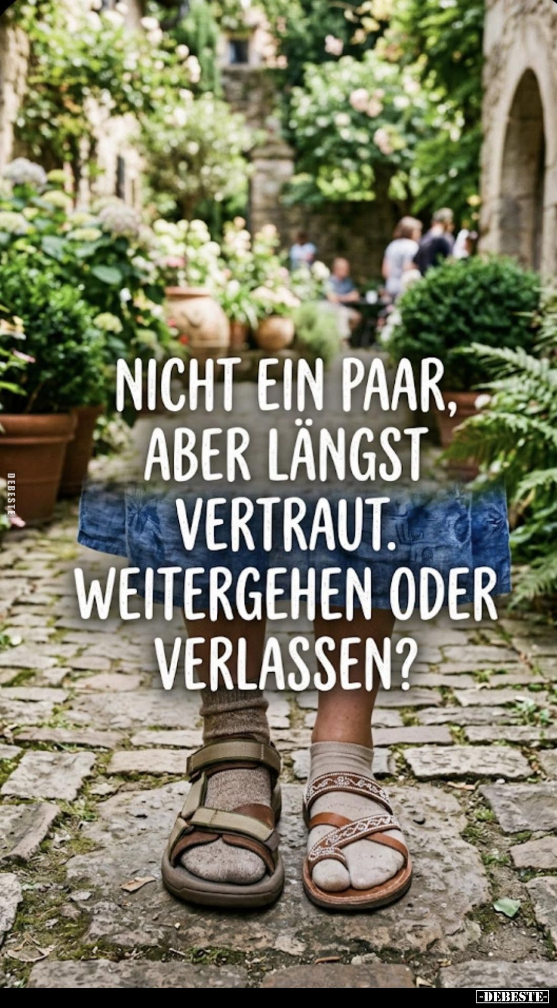 Nicht ein Paar, aber längst vertraut. Weitergehen oder verlassen?