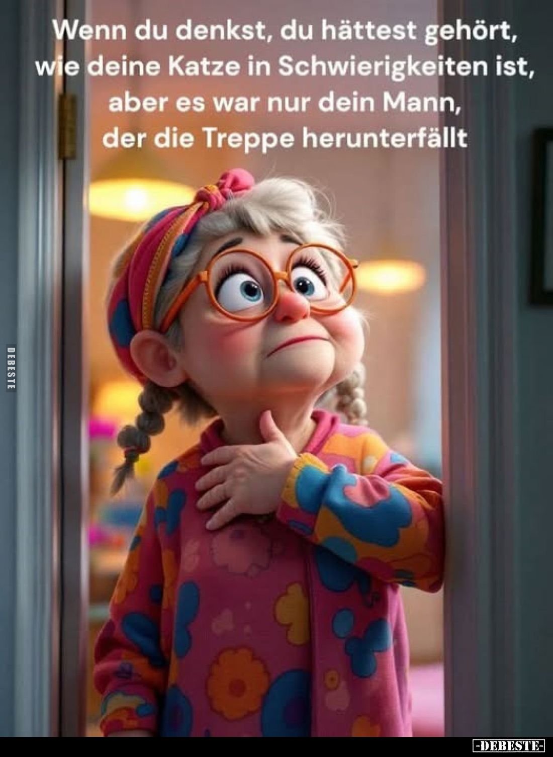 Wenn du denkst, du hättest gehört, wie deine Katze in Schwierigkeiten ist, aber es war nur dein Mann, der die Treppe herunter...