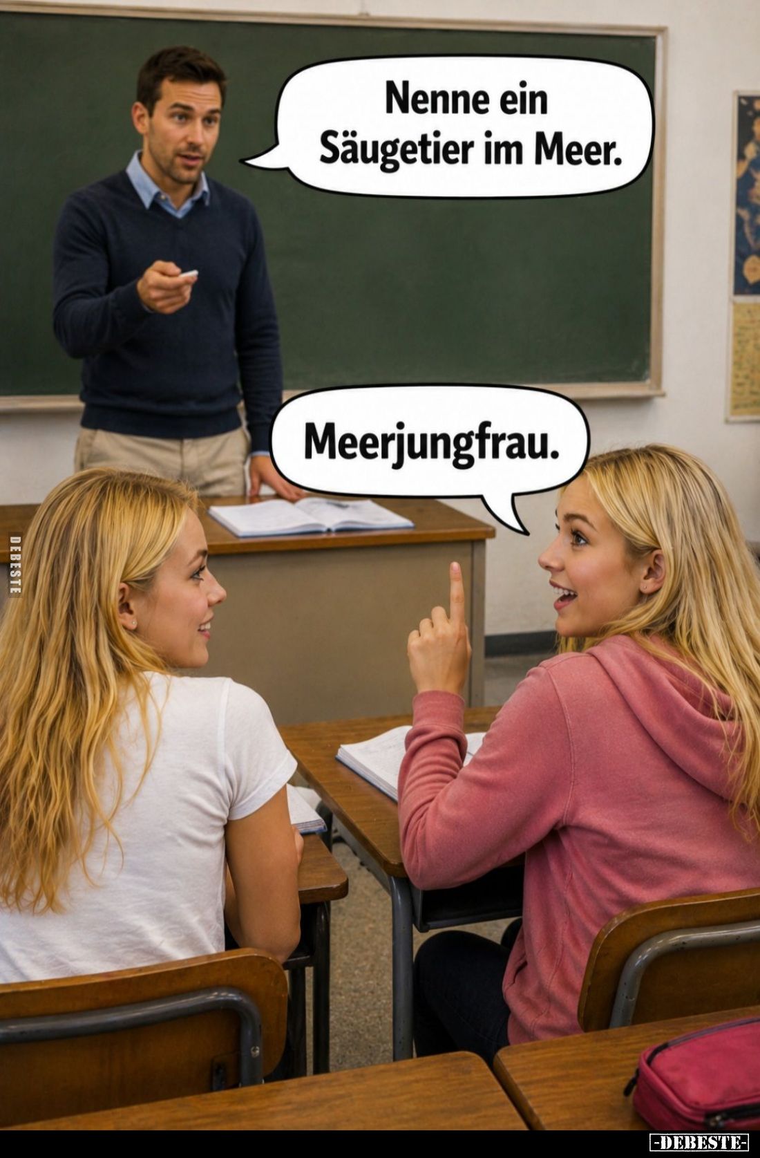 Nenne ein Säugetier im Meer. -
Meerjungfrau.