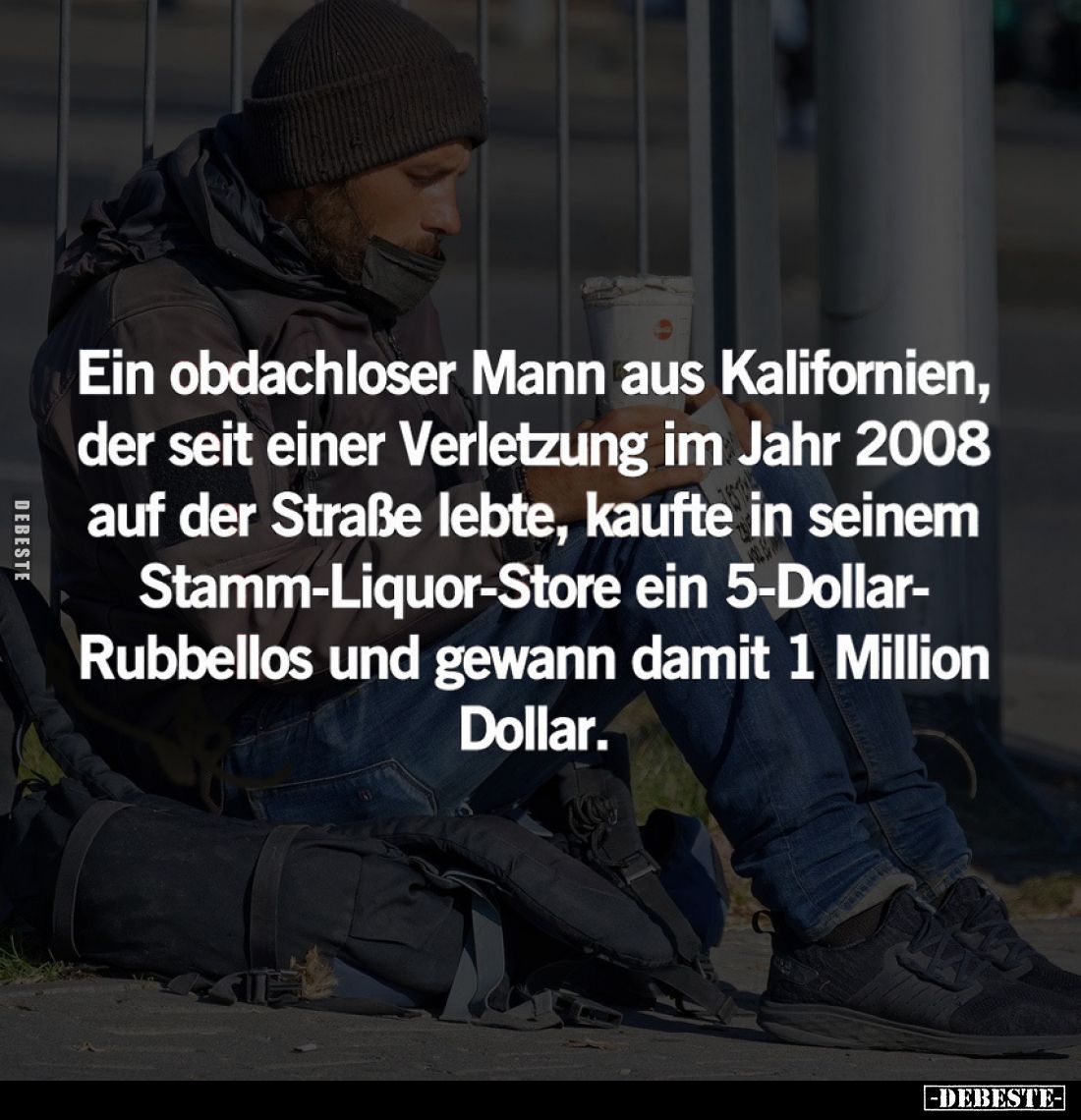 Ein obdachloser Mann aus Kalifornien, der seit einer Verletzung im Jahr 2008 auf der Straße lebte, kaufte in seinem Stamm-Liq...