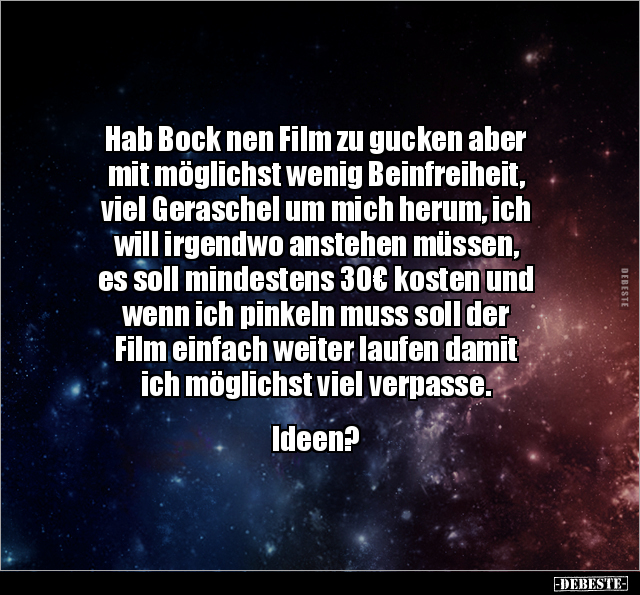 Hab Bock nen Film zu gucken aber mit möglichst wenig.. - Lustige Bilder | DEBESTE.de