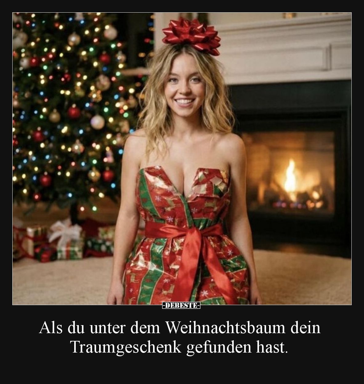 Als du unter dem Weihnachtsbaum dein Traumgeschenk gefunden hast.