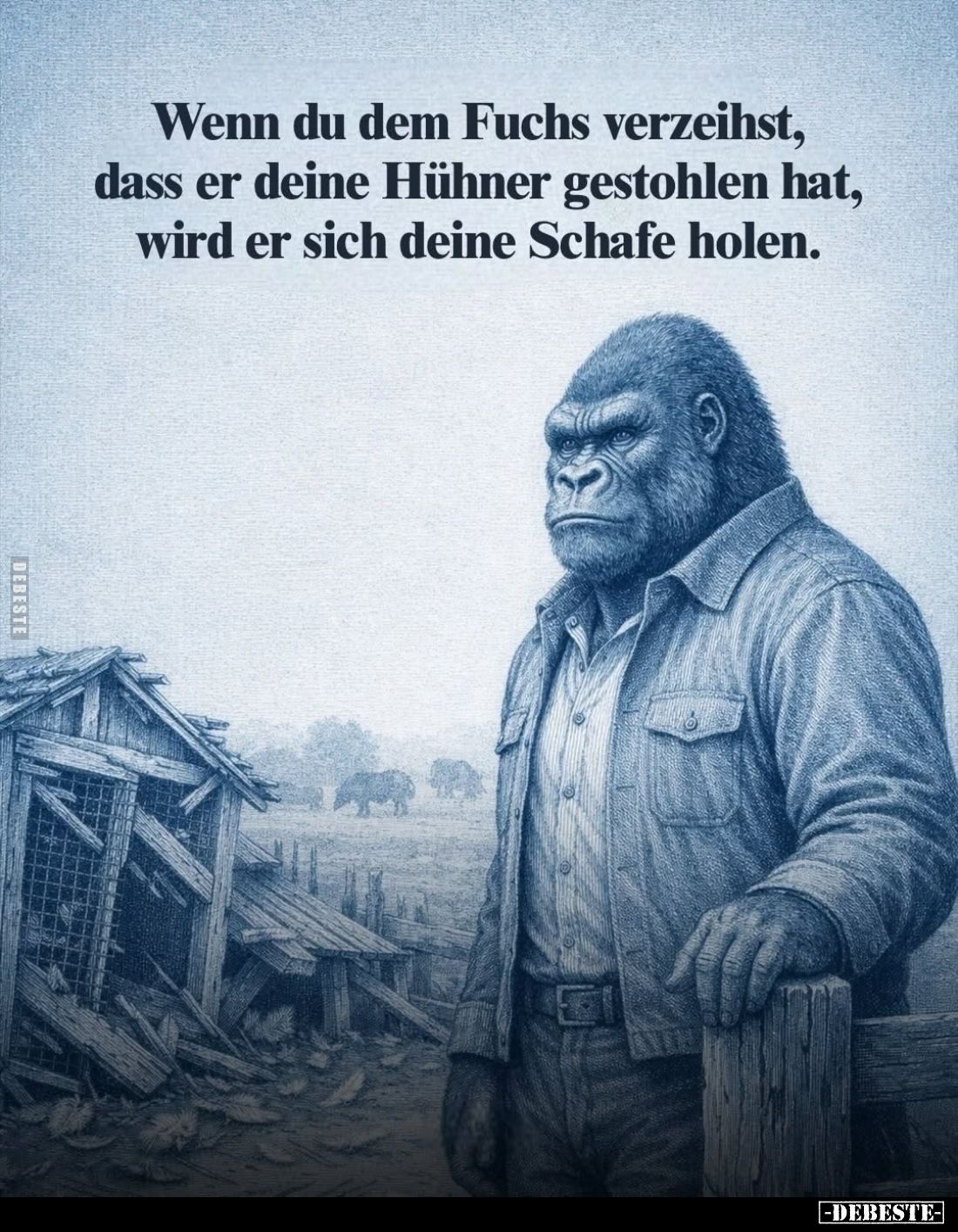 Wenn du dem Fuchs verzeihst, dass er deine Hühner gestohlen hat, wird er sich deine Schafe holen.