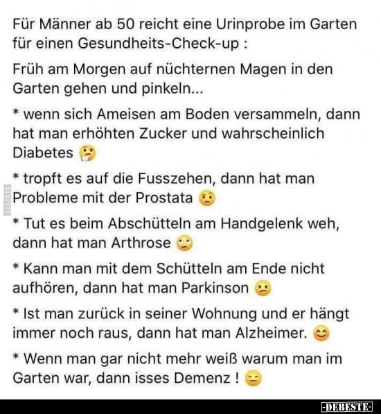 Für Männer ab 50 reicht eine Urinprobe im Garten für einen.. - Lustige Bilder | DEBESTE.de