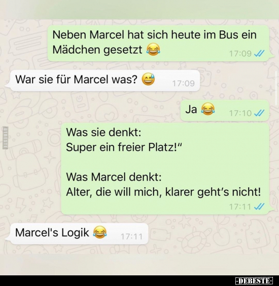 Neben Marcel hat sich heute im Bus ein Mädchen gesetzt.. - Lustige Bilder | DEBESTE.de