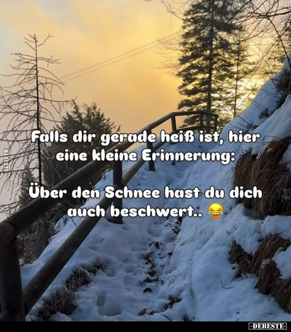 Falls dir gerade heiß ist, hier eine kleine Erinnerung:
Über den Schnee hast du dich auch beschwert..