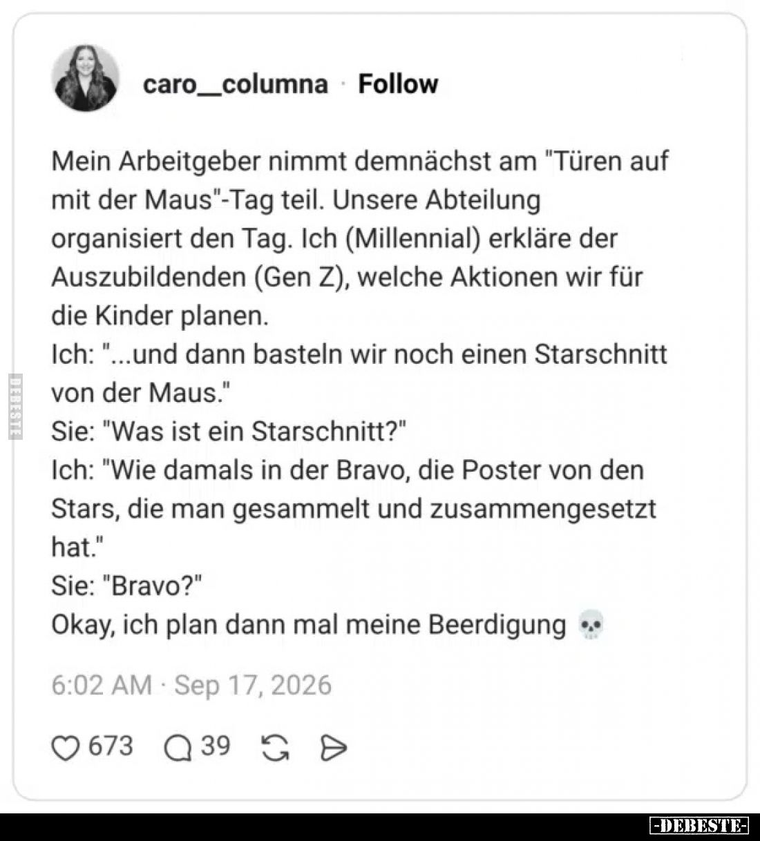 Mein Arbeitgeber nimmt demnächst am "Türen auf mit der Maus"-Tag teil. Unsere Abteilung organisiert den Tag. Ich (M...