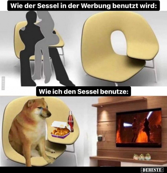 Wie der Sessel in der Werbung benutzt wird.. - Lustige Bilder | DEBESTE.de