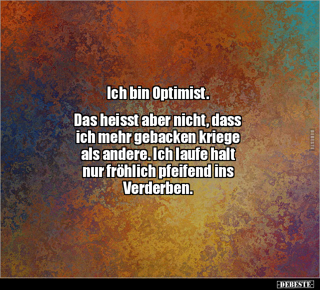 Ich bin Optimist. Das heisst aber nicht, dass ich mehr.. - Lustige Bilder | DEBESTE.de