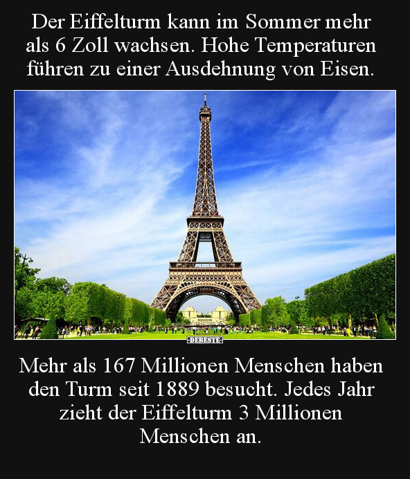 Der Eiffelturm kann im Sommer mehr als 6 Zoll wachsen... - Lustige Bilder | DEBESTE.de