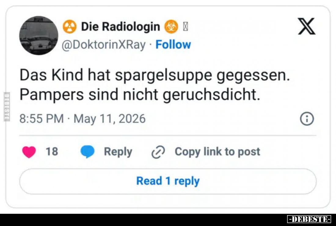 Das Kind hat spargelsuppe gegessen. Pampers sind nicht.. - Lustige Bilder | DEBESTE.de