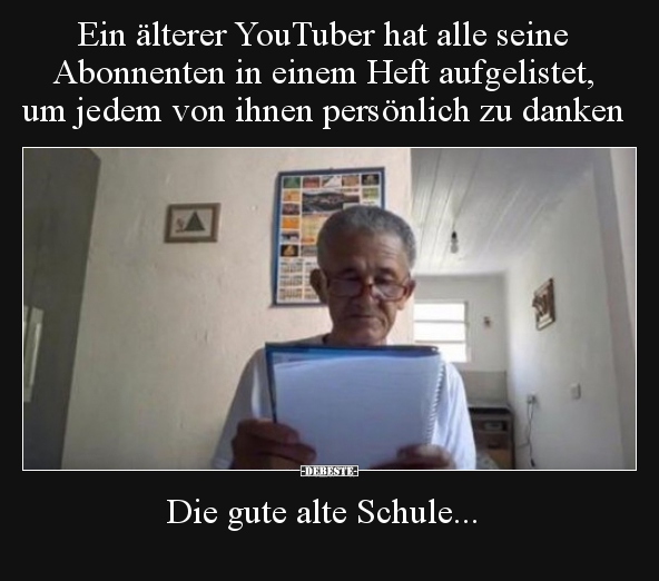 Ein älterer YouTuber hat alle seine Abonnenten in einem.. - Lustige Bilder | DEBESTE.de