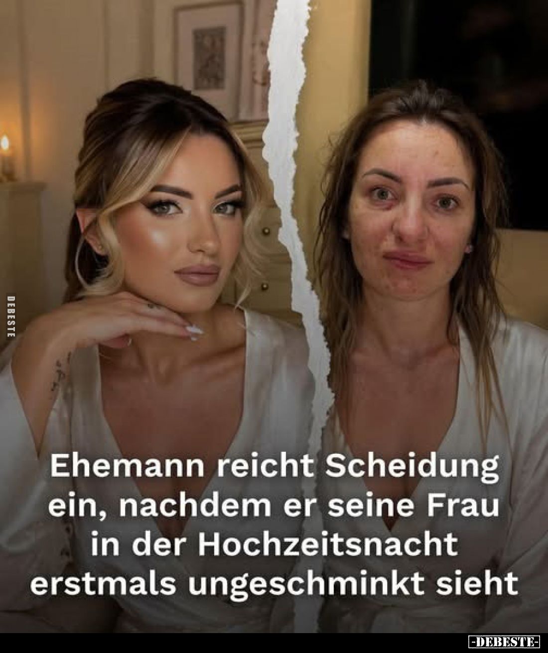 Ehemann reicht Scheidung ein, nachdem er seine Frau in der Hochzeitsnacht
erstmals ungeschminkt sieht