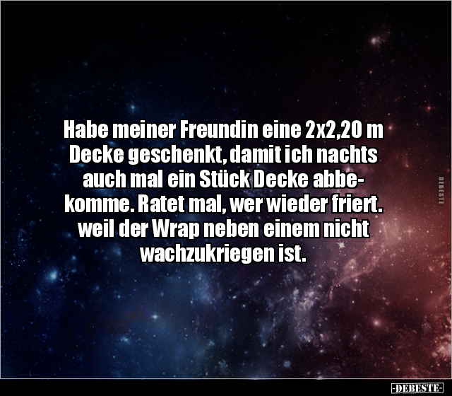 Habe meiner Freundin eine 2x2,20 m Decke geschenkt, damit.. - Lustige Bilder | DEBESTE.de