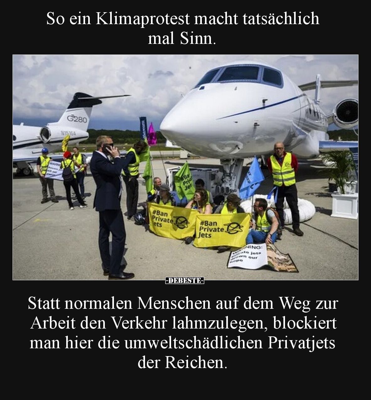So ein Klimaprotest macht tatsächlich mal Sinn. Statt normalen Menschen auf dem Weg zur Arbeit den Verkehr lahmzulegen, block...