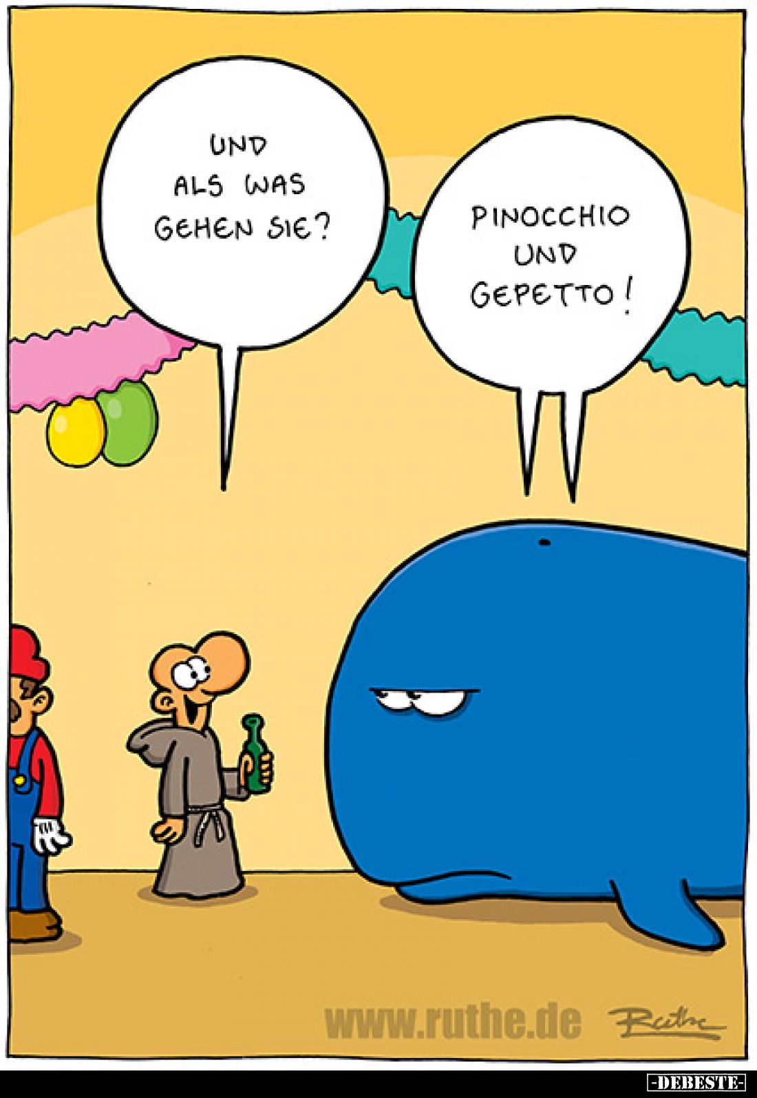 Und als was gehen sie? -
Pinocchio und Gepetto!