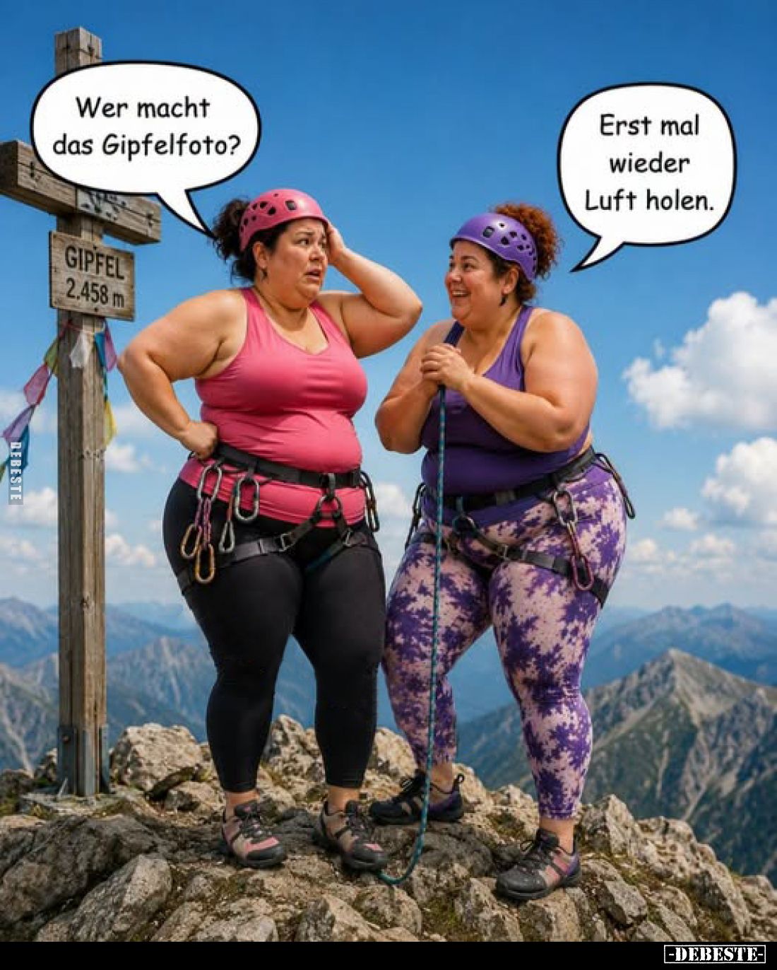 Wer macht das Gipfelfoto? -
Erst mal wieder Luft holen.