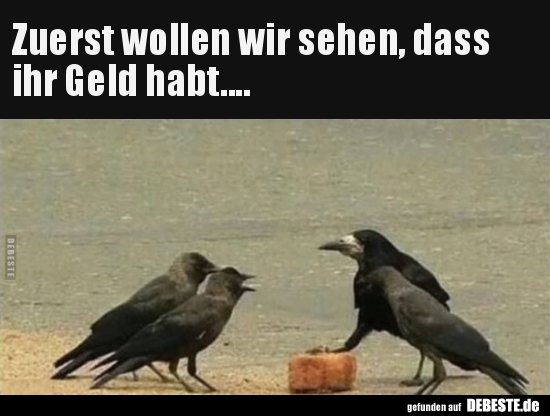 Zuerst wollen wir sehen, dass ihr Geld habt....