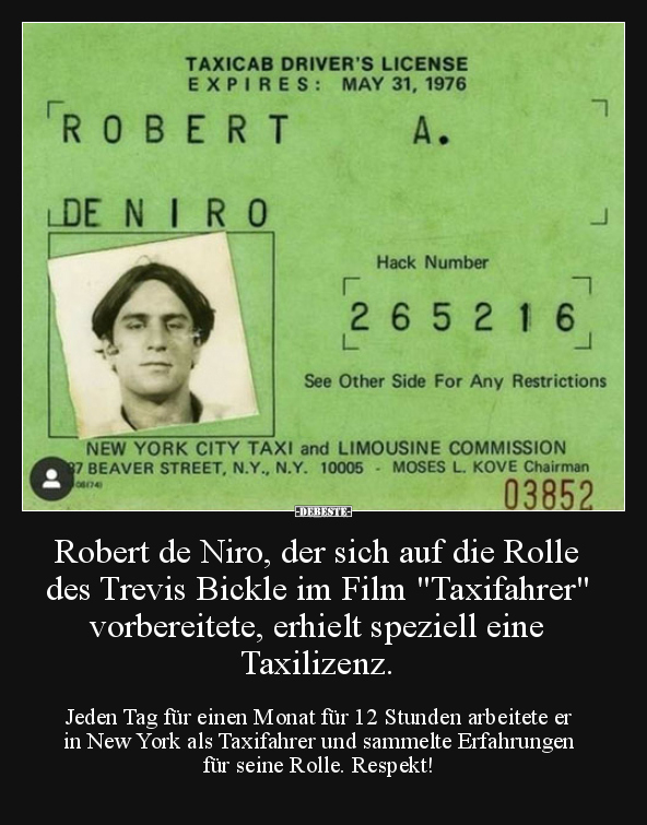Robert de Niro, der sich auf die Rolle des Trevis Bickle.. - Lustige Bilder | DEBESTE.de