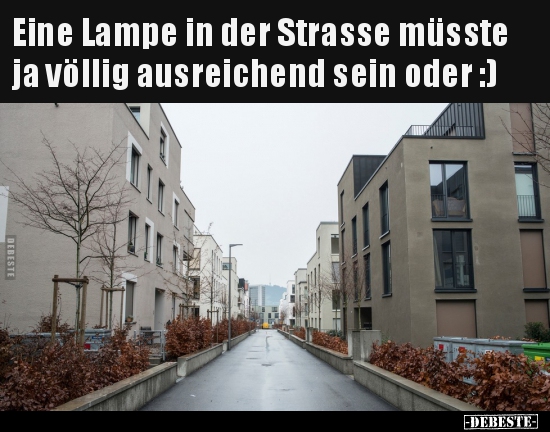 Eine Lampe in der Strasse müsste ja völlig ausreichend sein.. - Lustige Bilder | DEBESTE.de