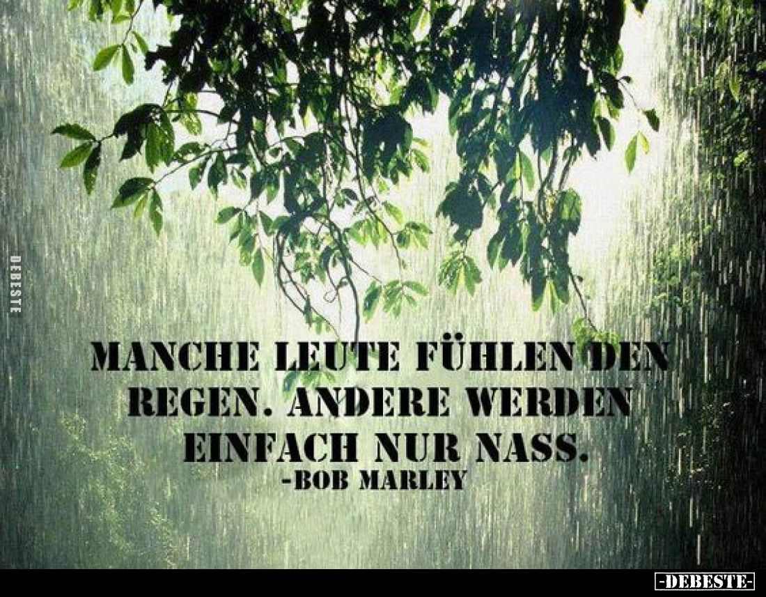 Manche Leute fühlen den Regen. Andere werden einfach nur nass.
Bob Marley