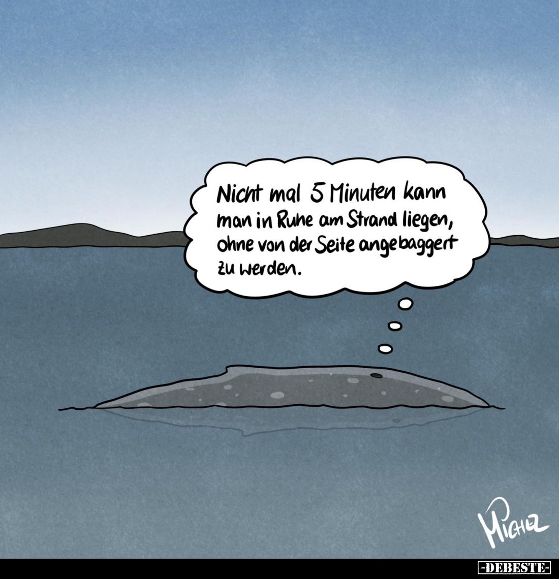 Nicht mal 5 Minuten kann man in Rune am Strand liegen, ohne von der Seite angebaggert zu werden.