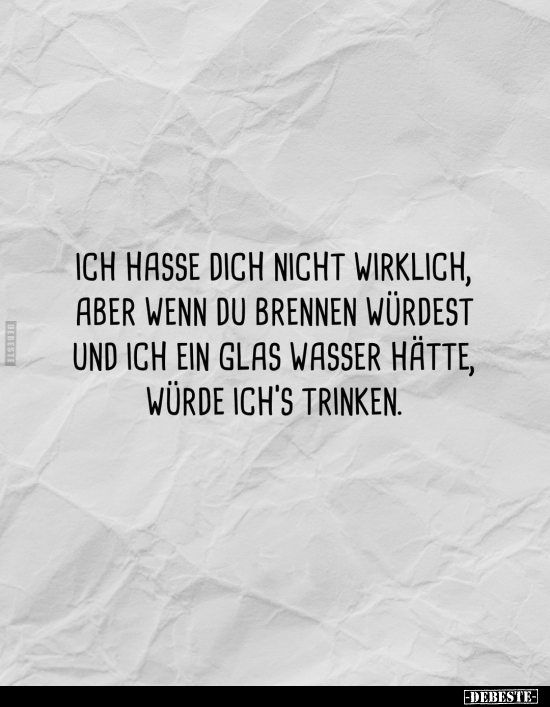 Ich hasse dich nicht wirklich, aber wenn du brennen würdest.. - Lustige Bilder | DEBESTE.de