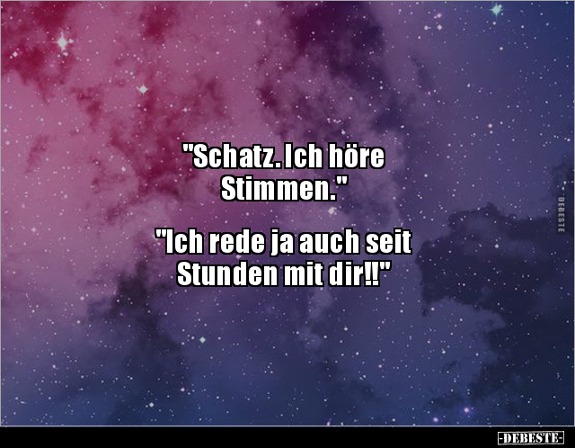 "Schatz. Ich höre Stimmen." "Ich rede ja auch seit.." - Lustige Bilder | DEBESTE.de