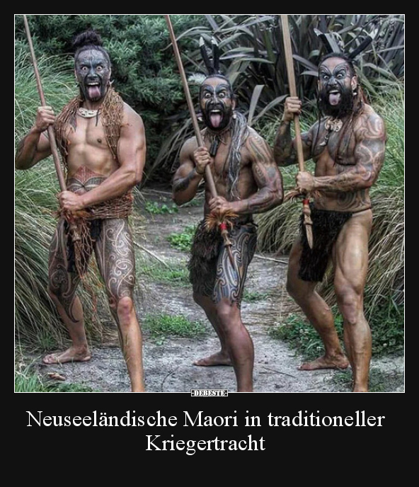 Neuseeländische Maori in traditioneller Kriegertracht.. - Lustige Bilder | DEBESTE.de