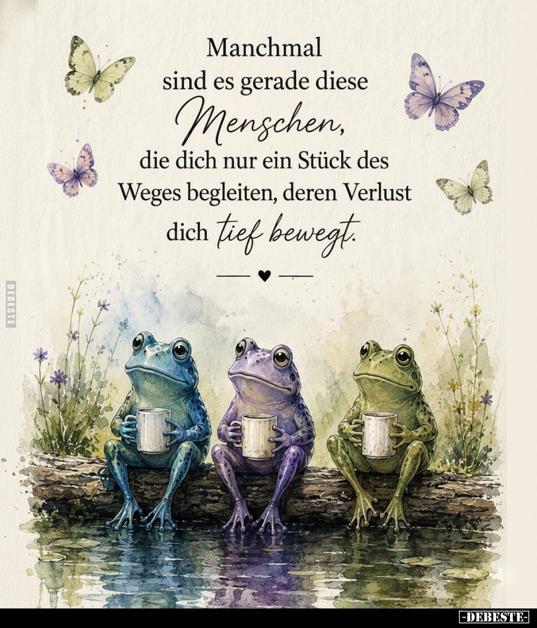 Manchmal sind es gerade diese Menschen,
die dich nur ein Stück des Weges begleiten, deren Verlust dich tief bewegt.