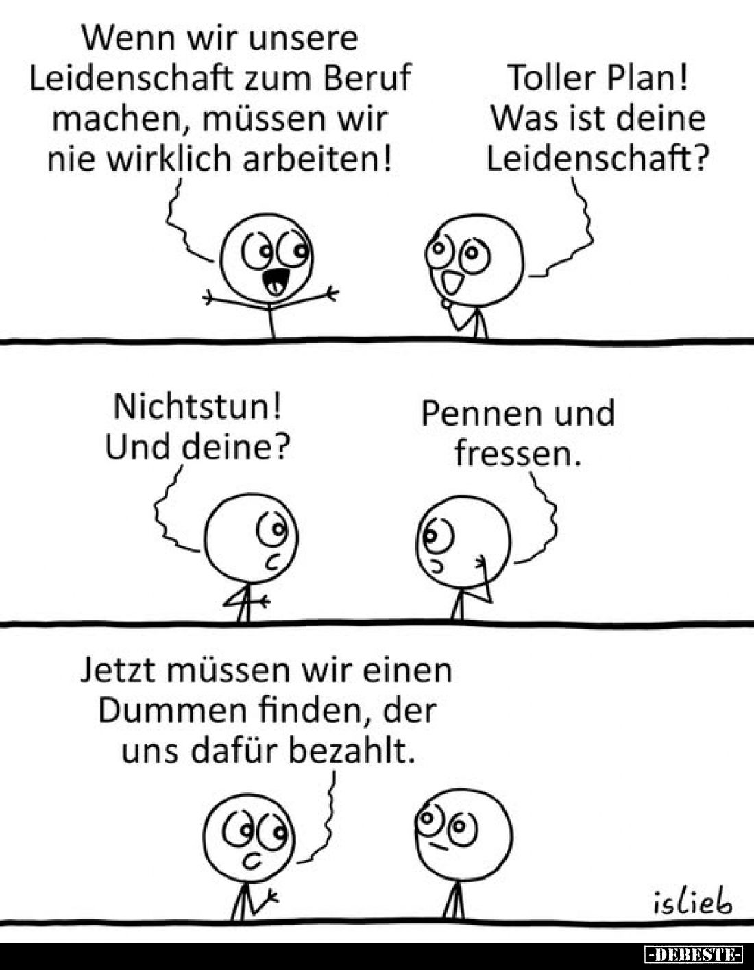 Wenn wir unsere Leidenschaft zum Beruf machen, müssen wir nie wirklich arbeiten!
-
Toller Plan! Was ist deine Leidenschaft?...