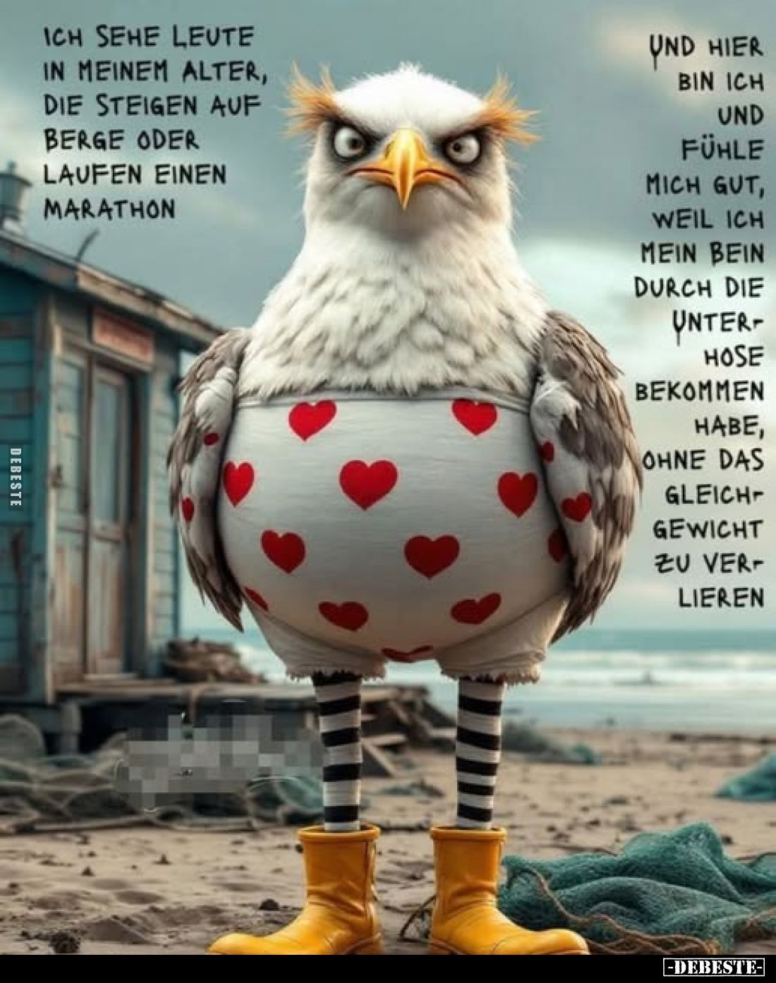 Ich sehe Leute
in meinem Alter,
die steigen auf
berge oder Marathon
laufen einen
und hier bin ich und fühle mich gut, we...