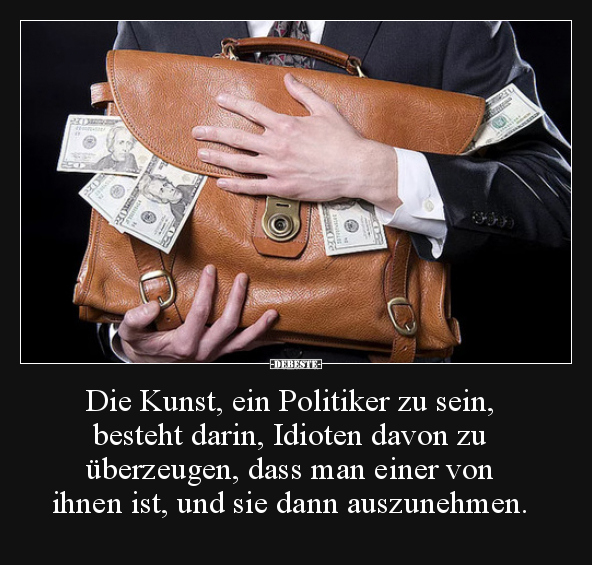 Die Kunst, ein Politiker zu sein, besteht darin, Idioten.. - Lustige Bilder | DEBESTE.de