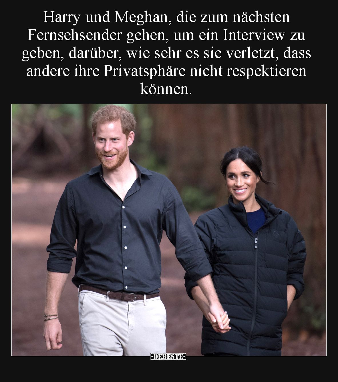 Harry und Meghan, die zum nächsten Fernsehsender gehen, um ein Interview zu geben, darüber, wie sehr es sie verletzt, dass an...